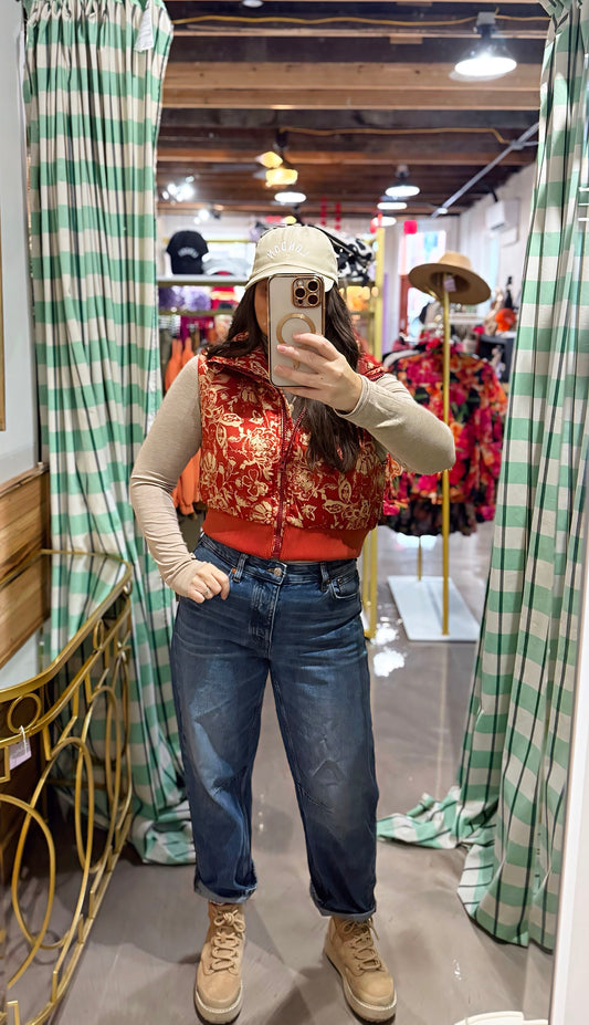 Aspen Floral Cropped Puffer