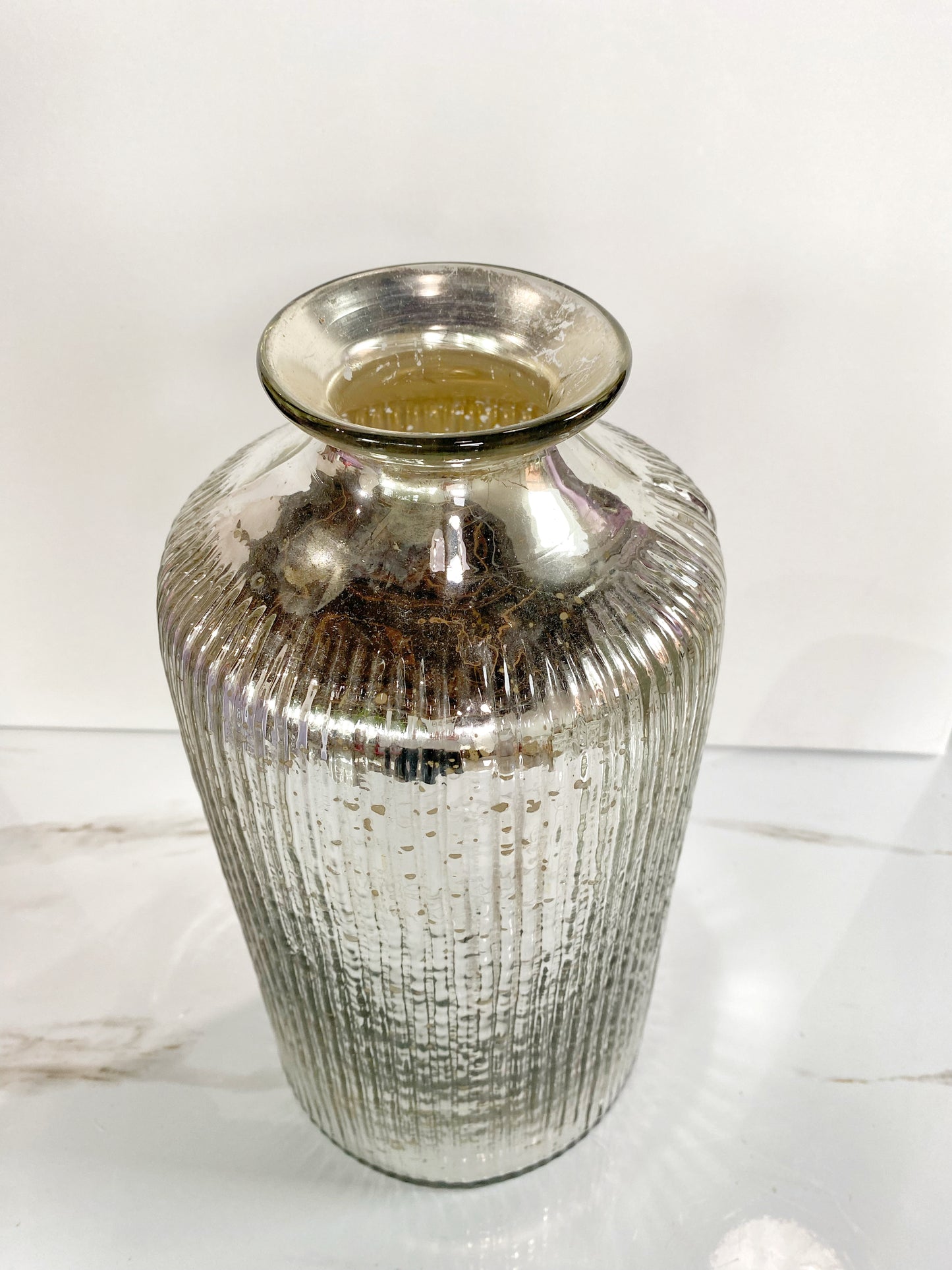 Ribbed Mercury Glass Vase