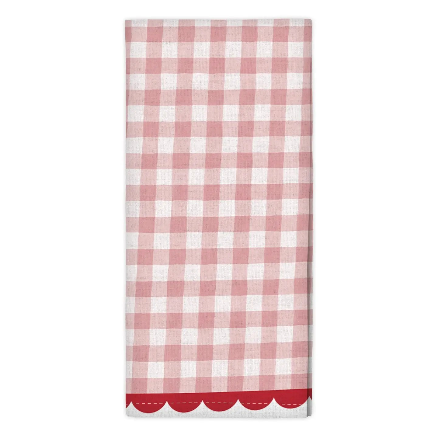Pink Scalloped Tea Towel