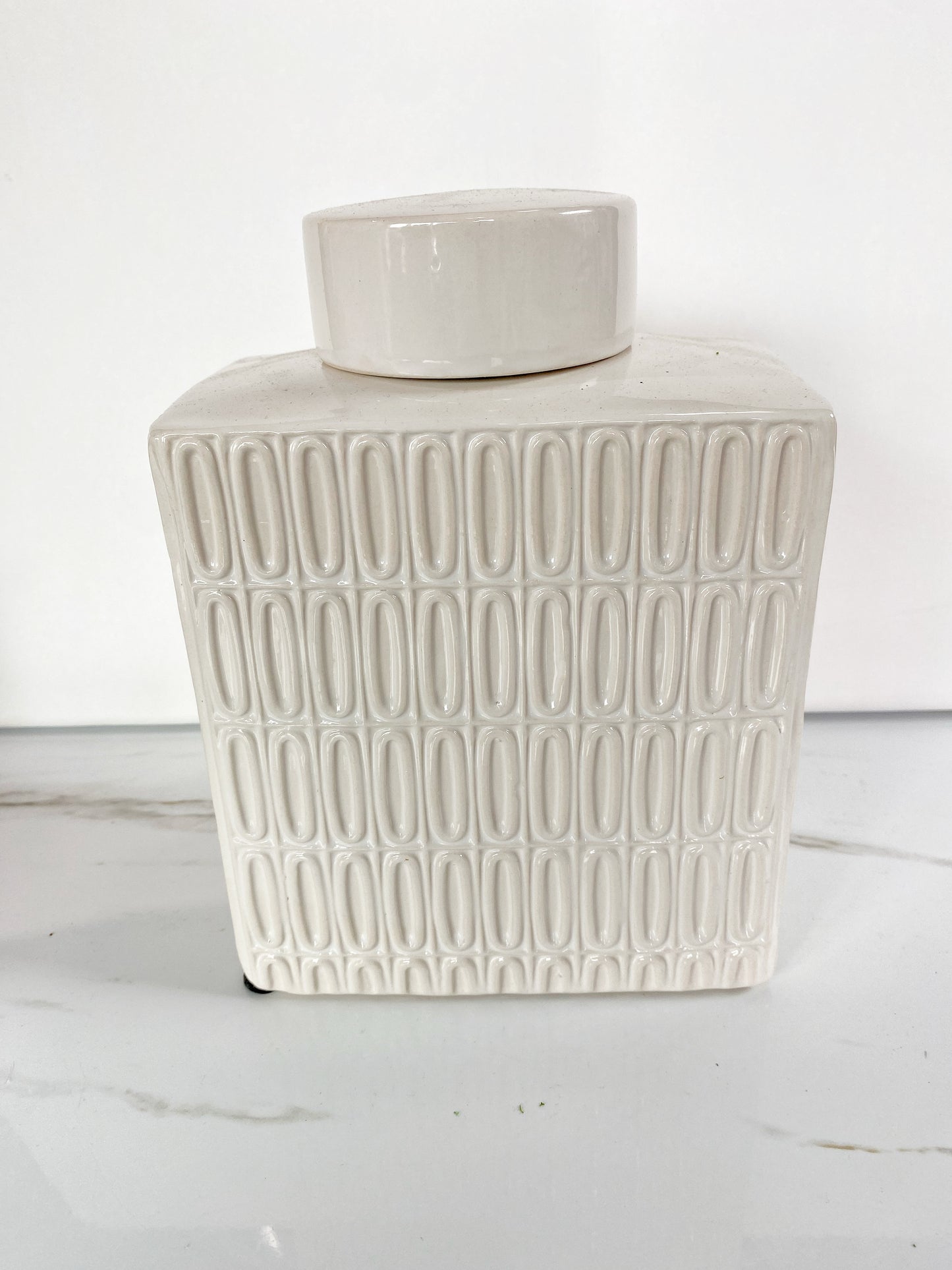 White Textured Ginger Jar