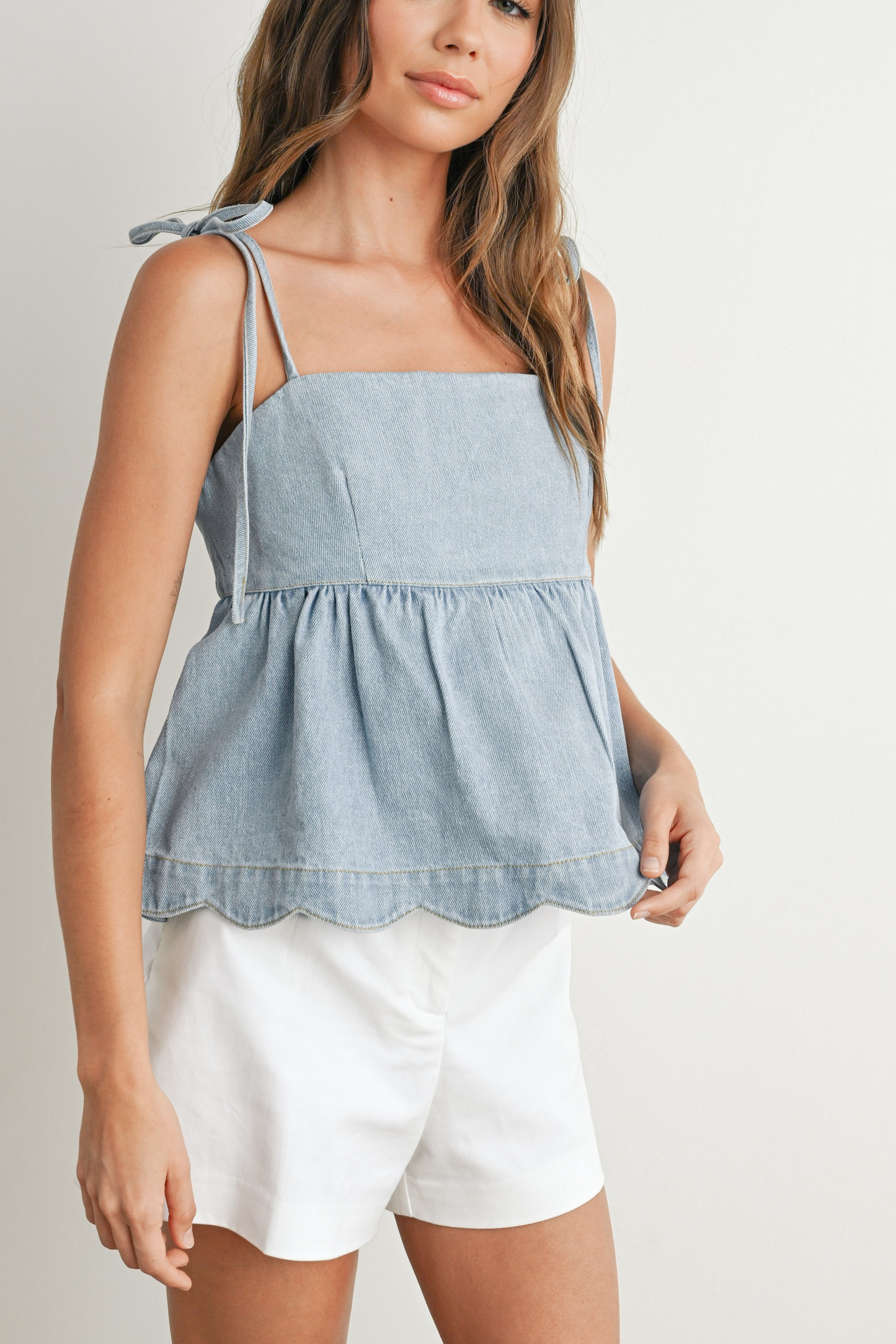 Denim Does It Tie Strap Top