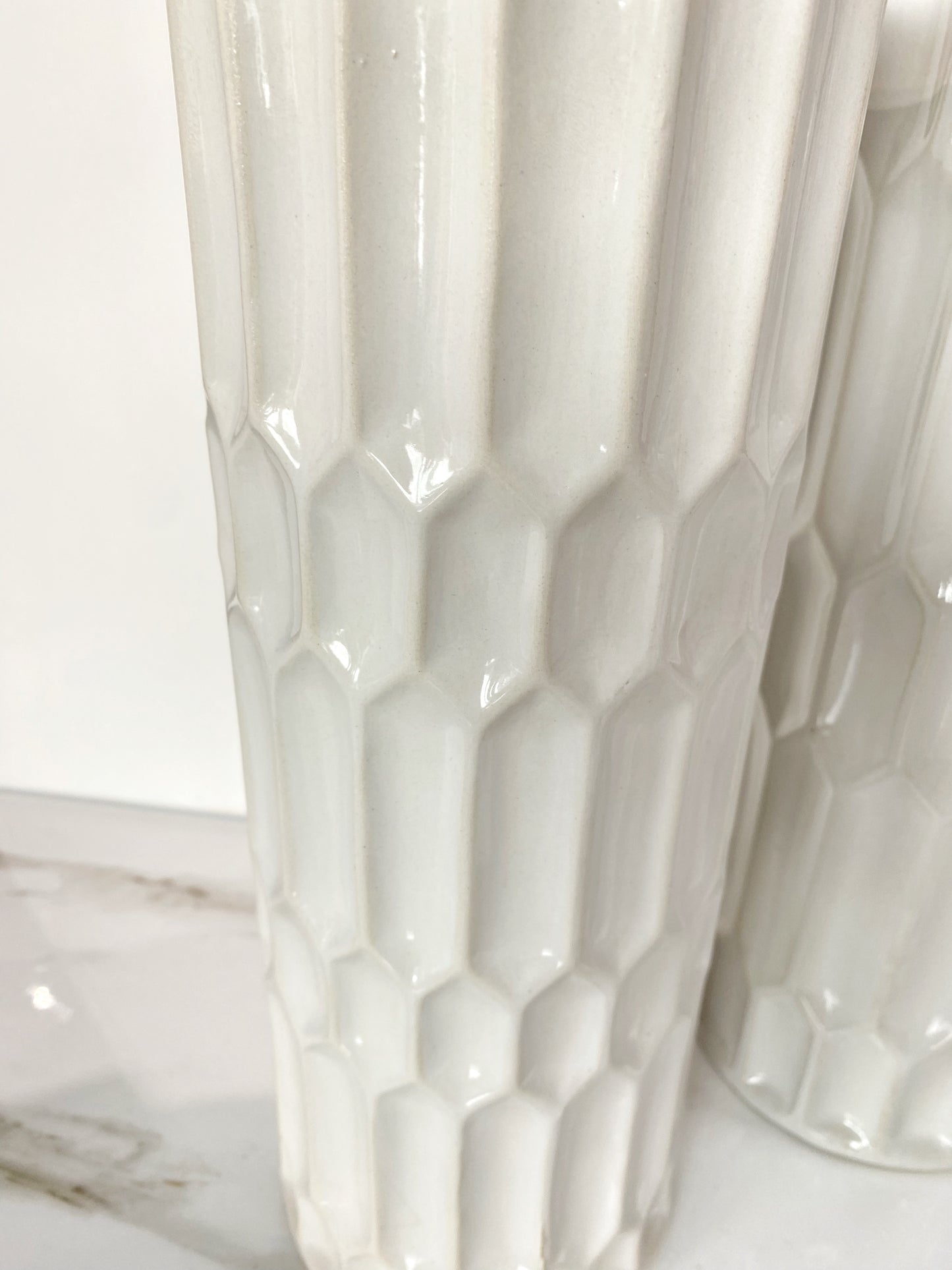 Tall White Textured Vase
