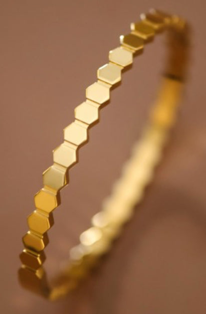 Hexagon Gold Bangle Bracelet