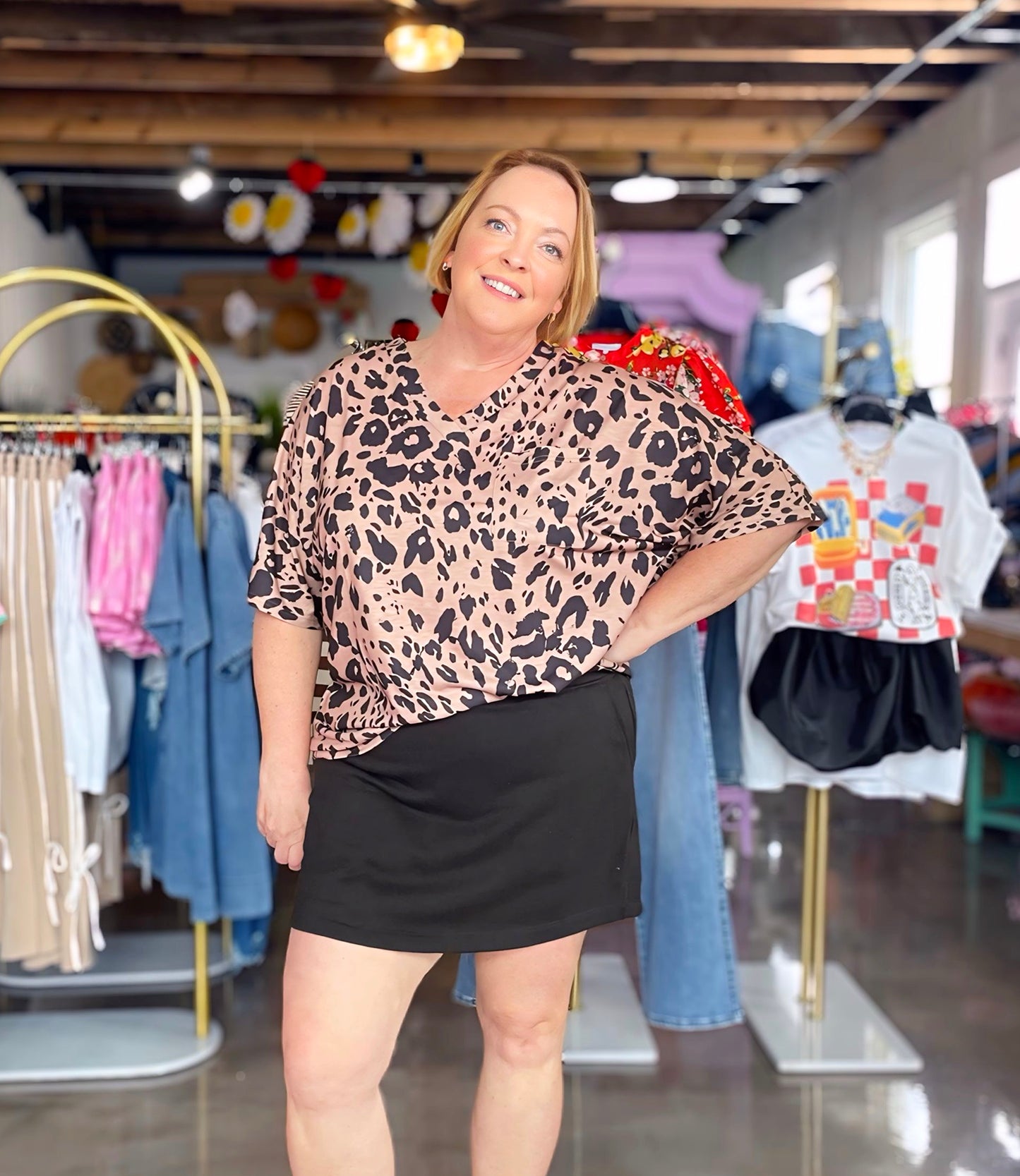 Leopard V Neck Tee