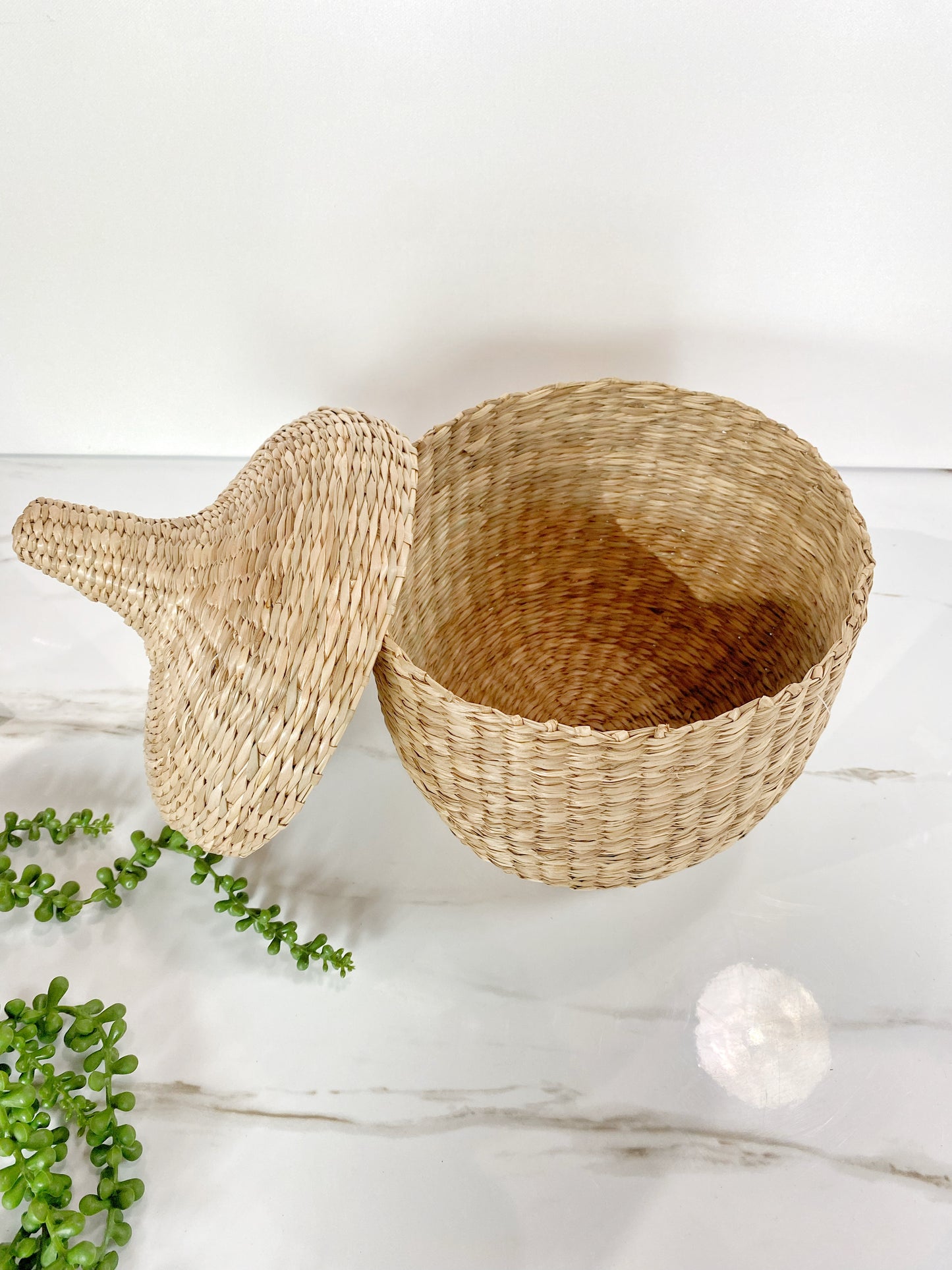 Seagrass Shaped Basket with Lid