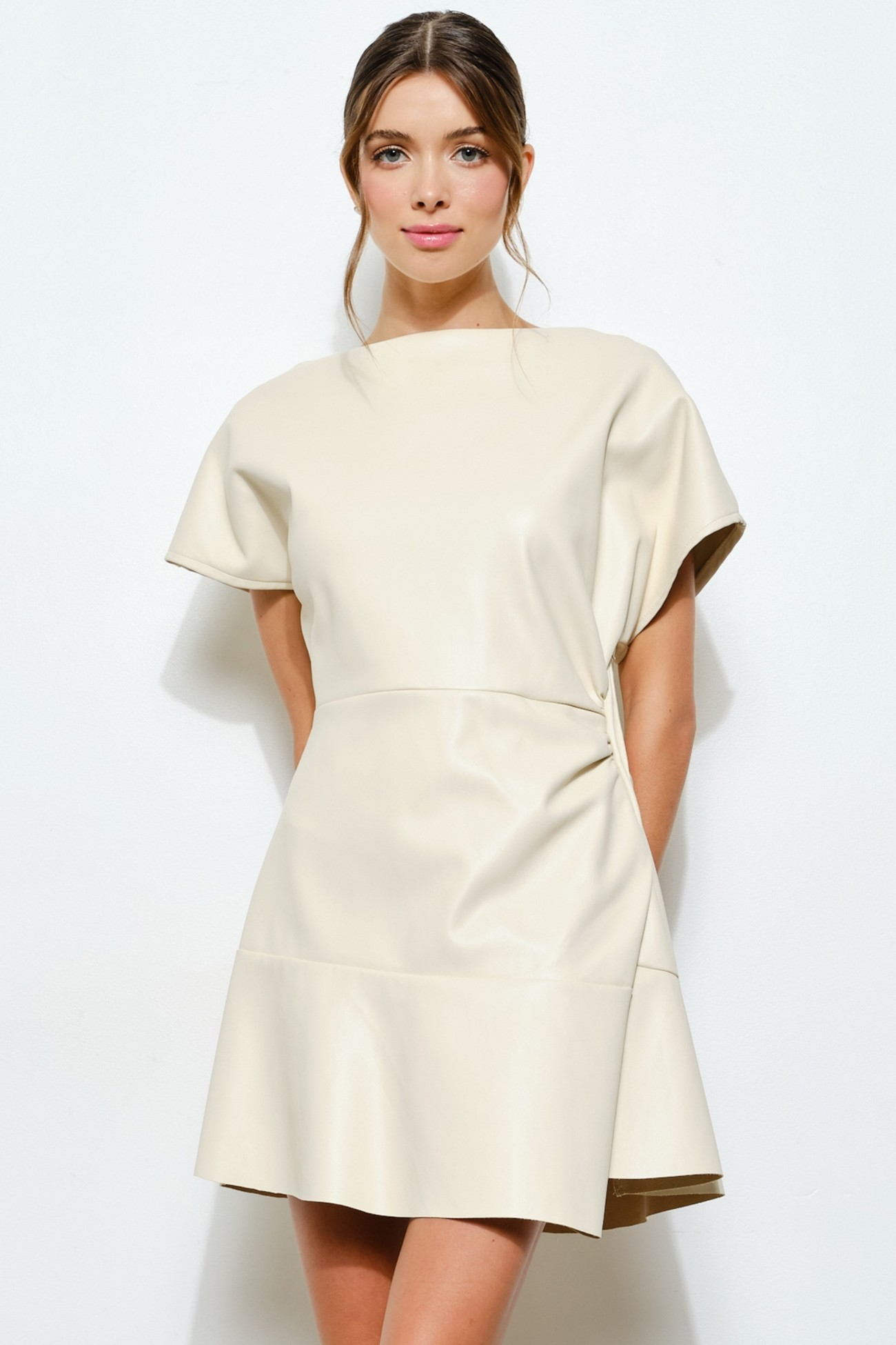 London Side Tucked Faux Leather Dress