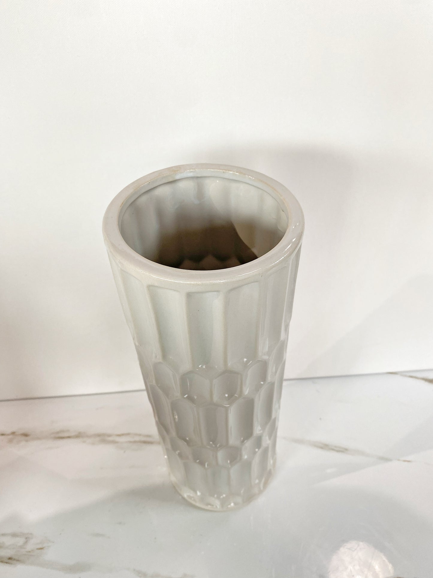 Tall White Textured Vase