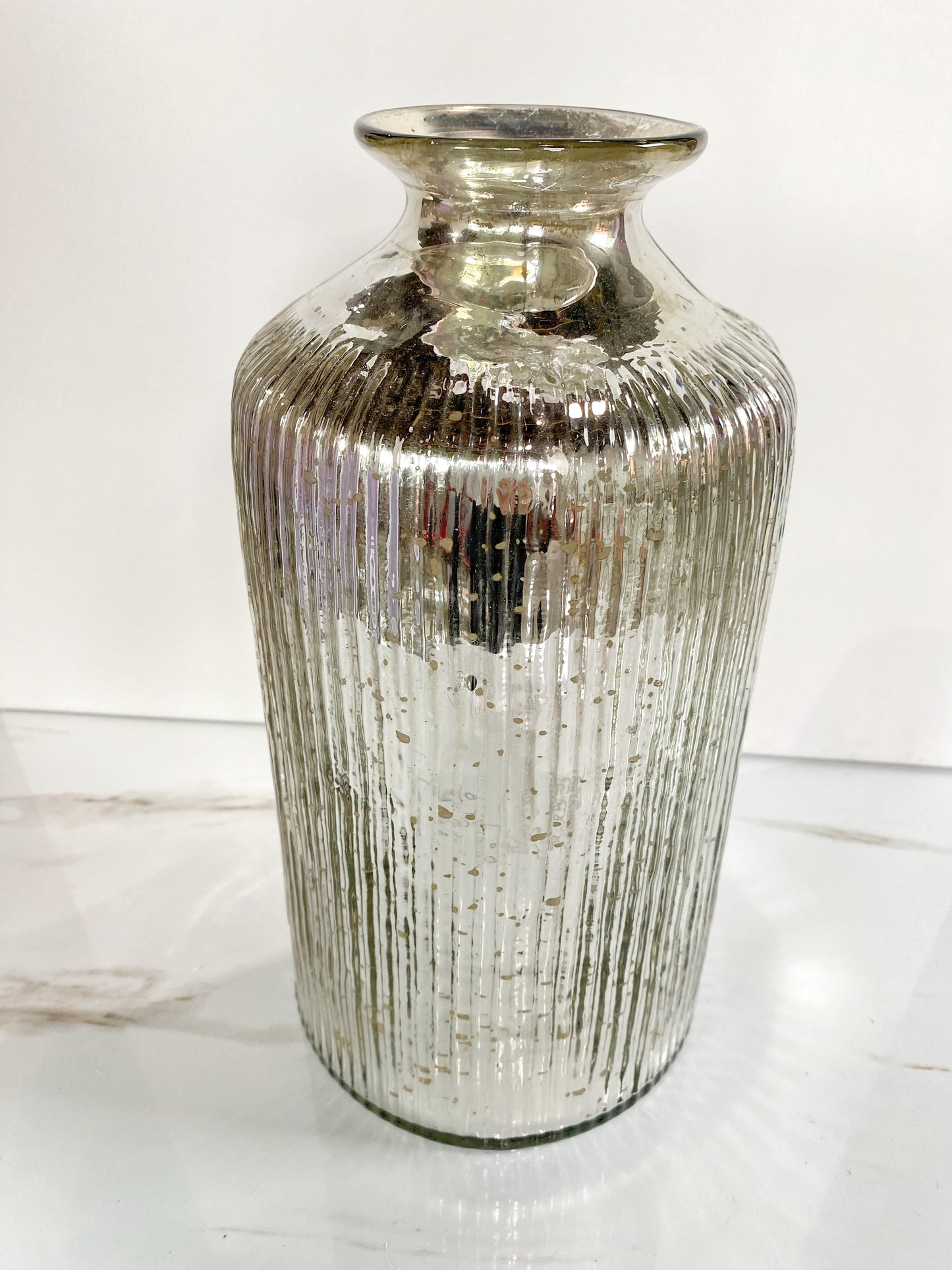 Ribbed Mercury Glass Vase