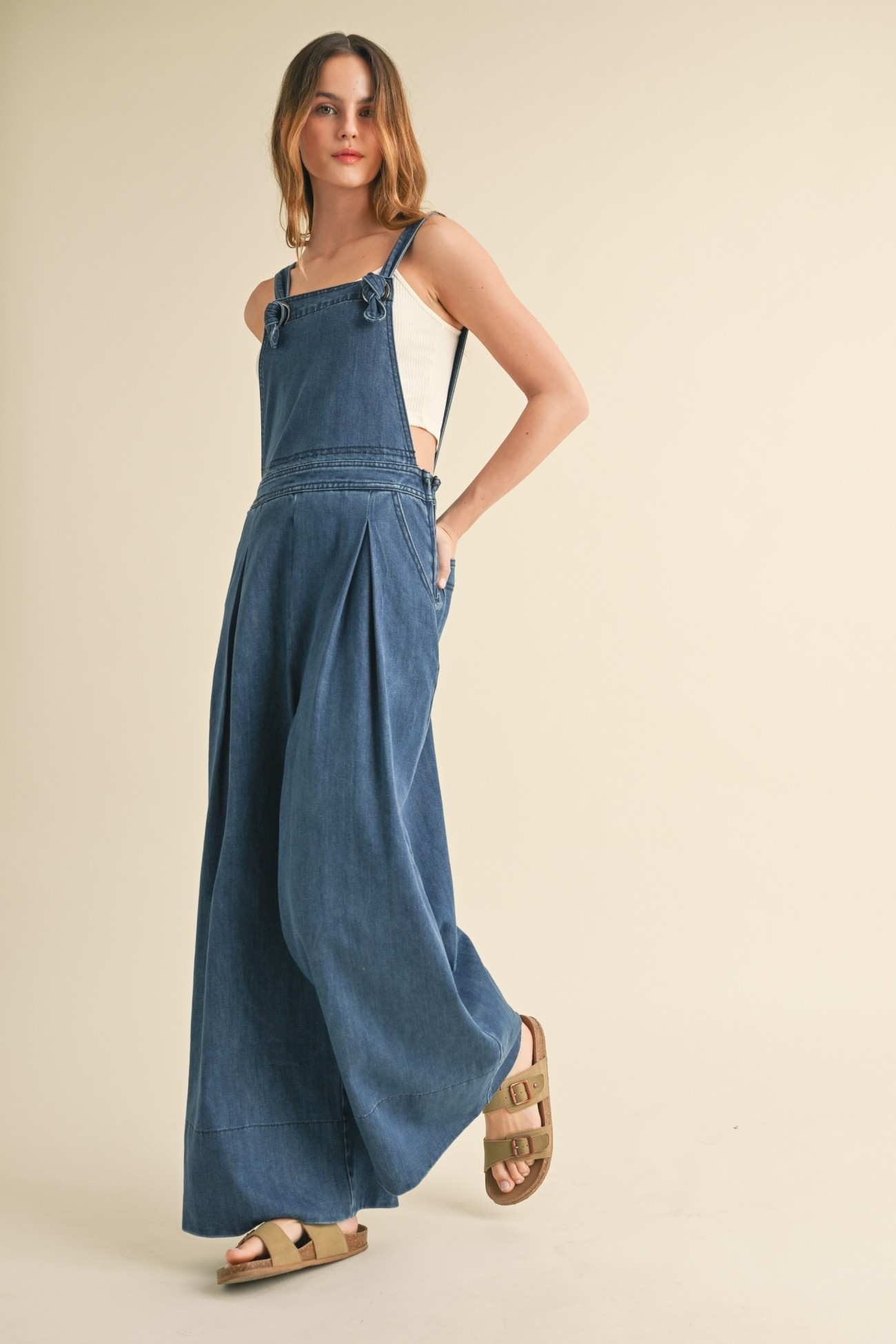 Knotty Wide Leg Overalls