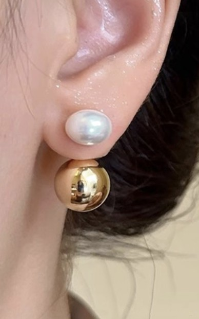Gold & Pearl Double Earrings