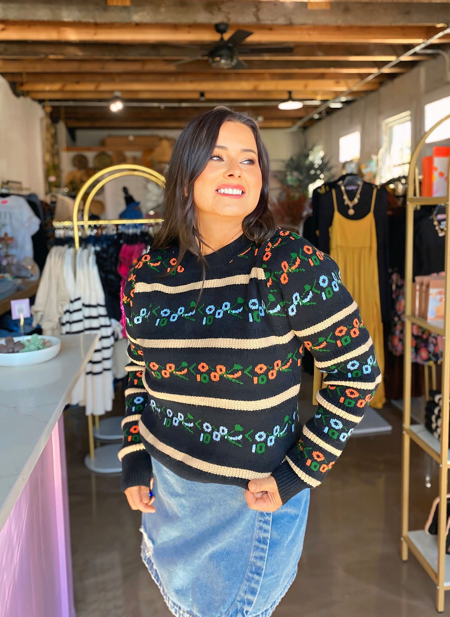 Astrid Floral Crop Sweater