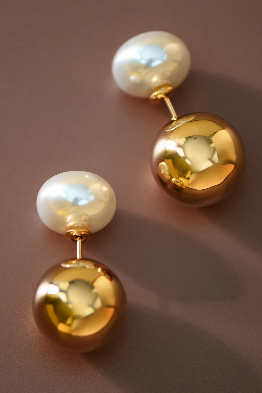Gold & Pearl Double Earrings
