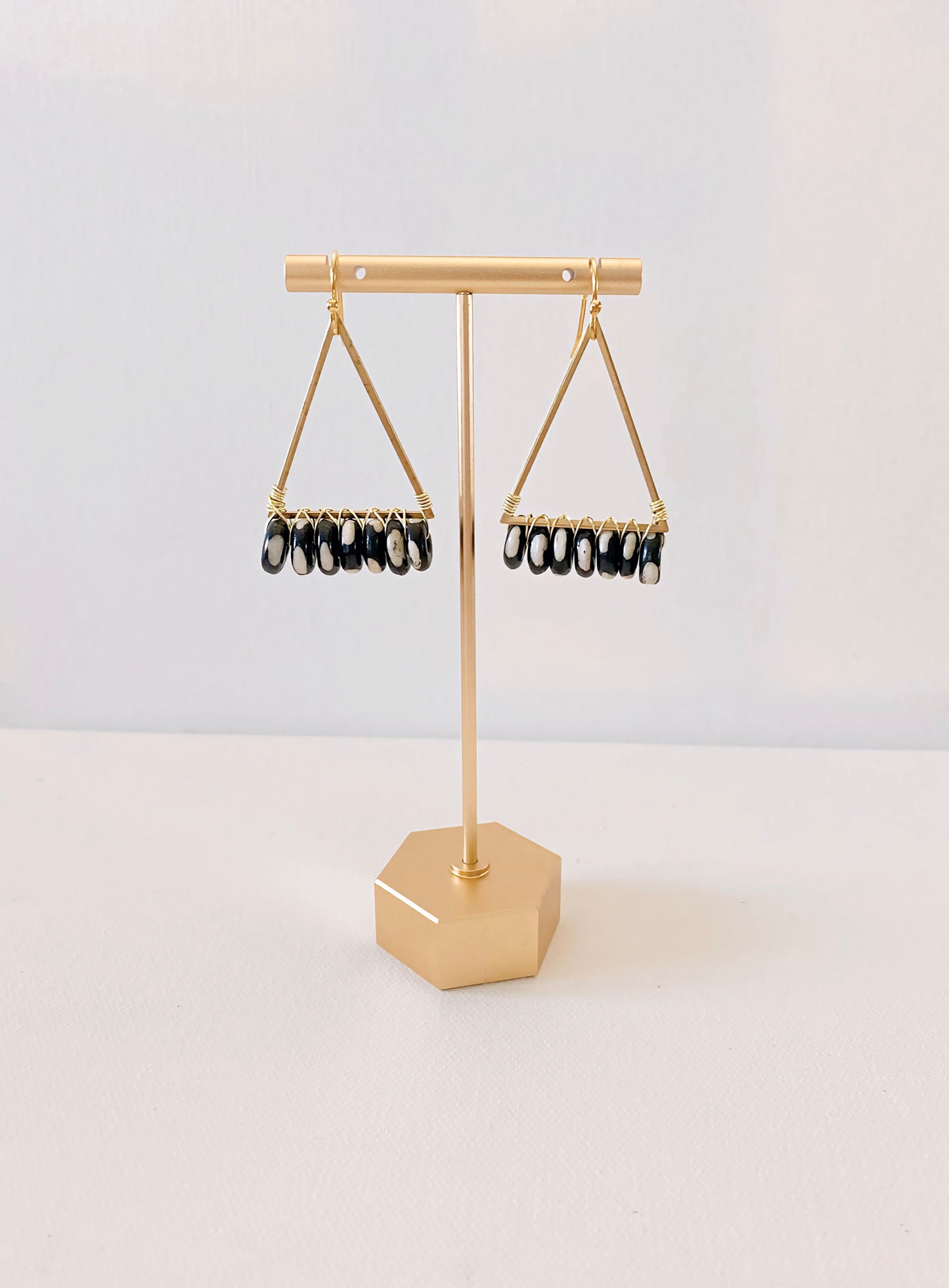 Triangle Polka Dot Bone Earrings