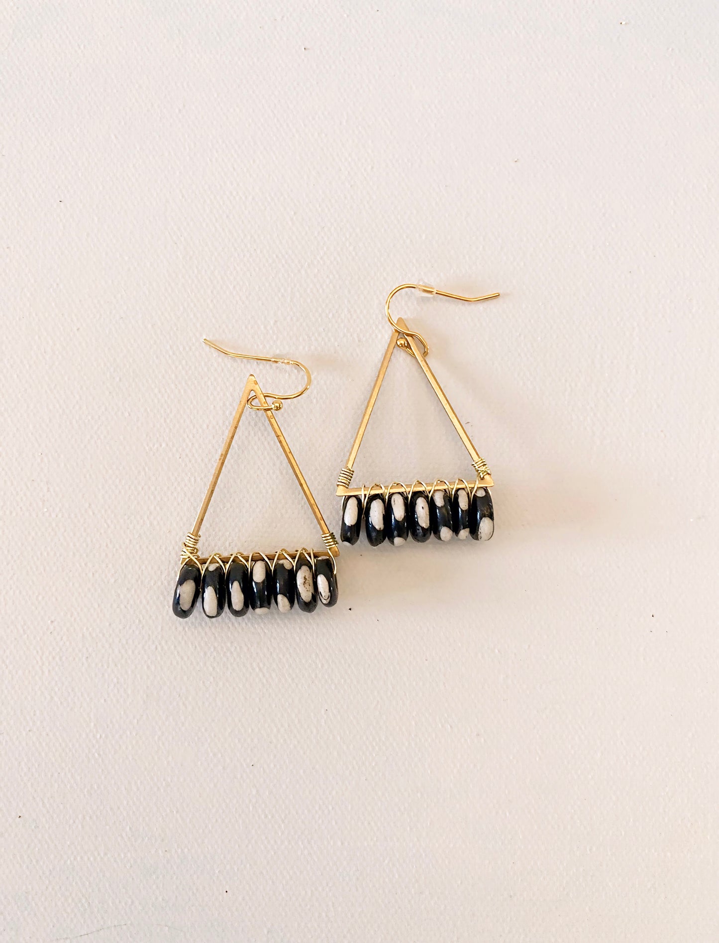 Triangle Polka Dot Bone Earrings