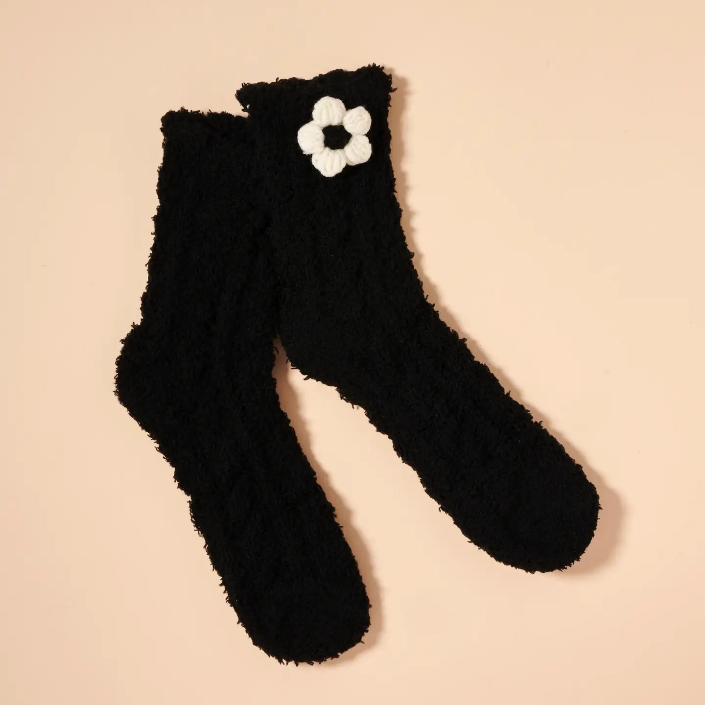 Fuzzy Bow & Floral Socks