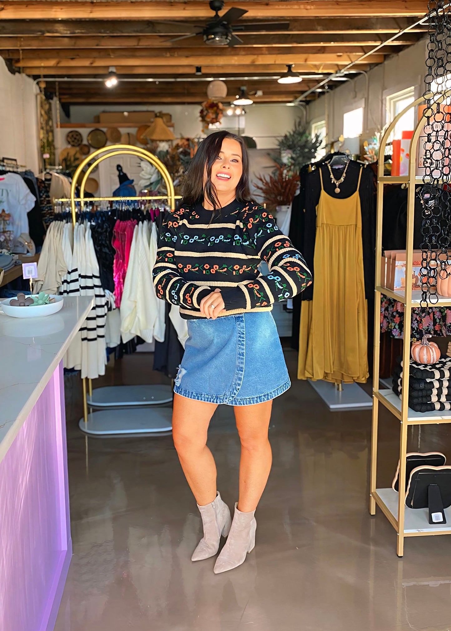 Astrid Floral Crop Sweater