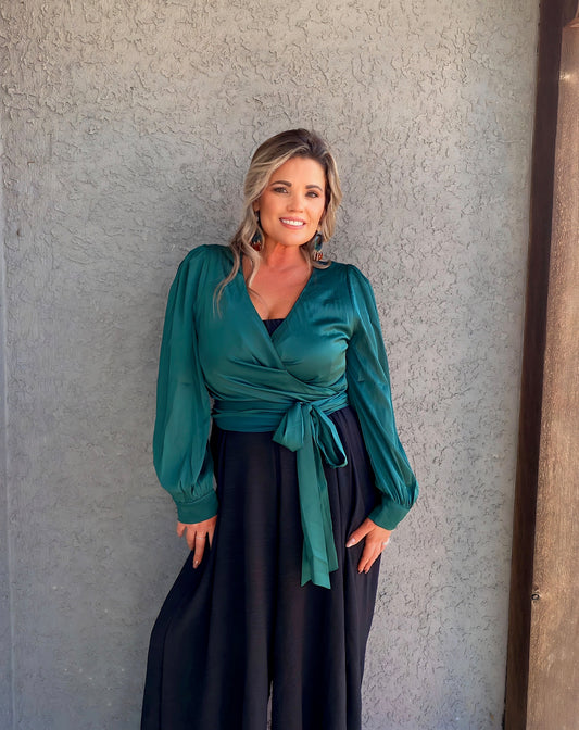 Athena Satin Wrap Blouse