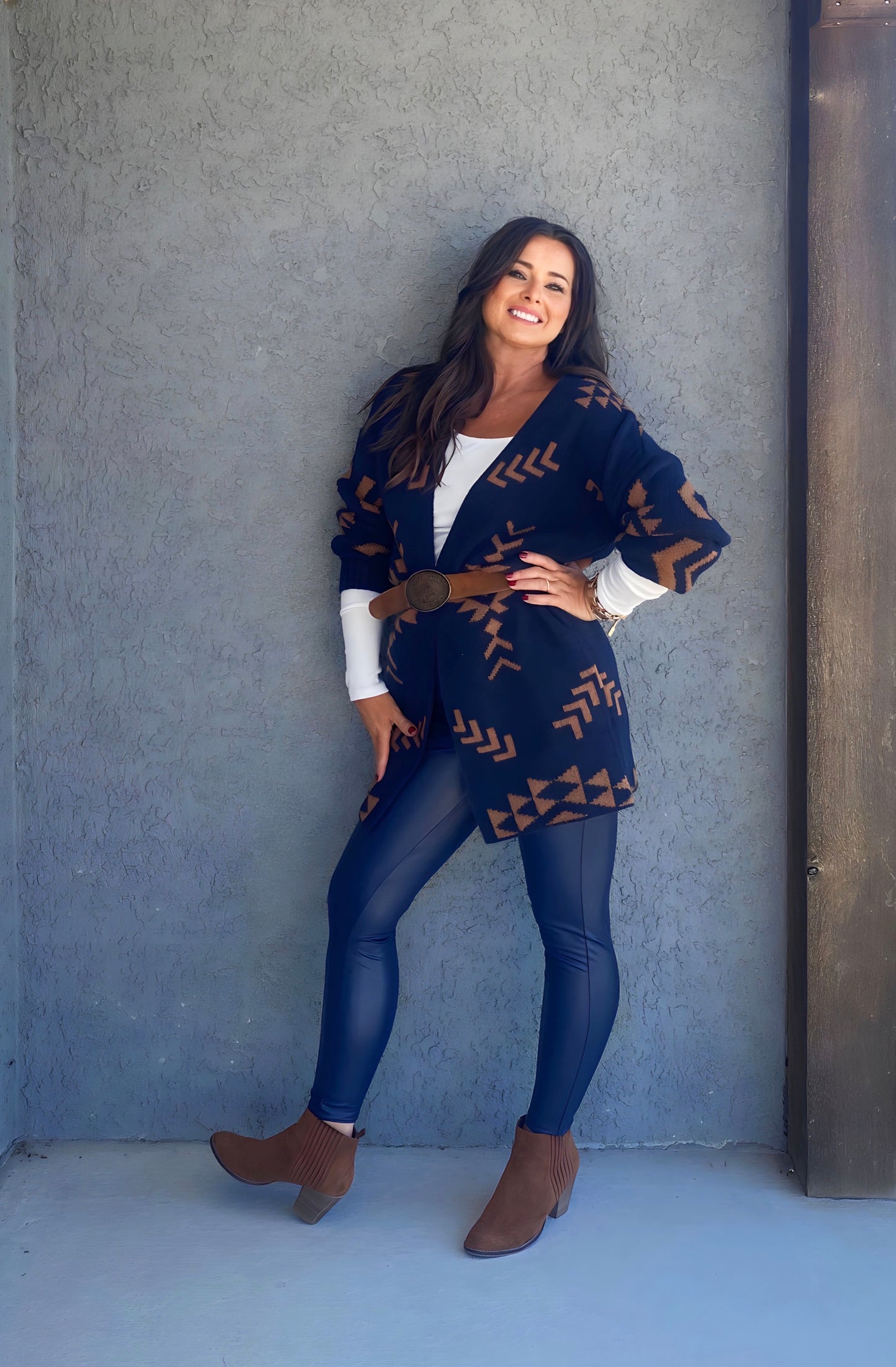 In the Navy Faux Leather Leggings