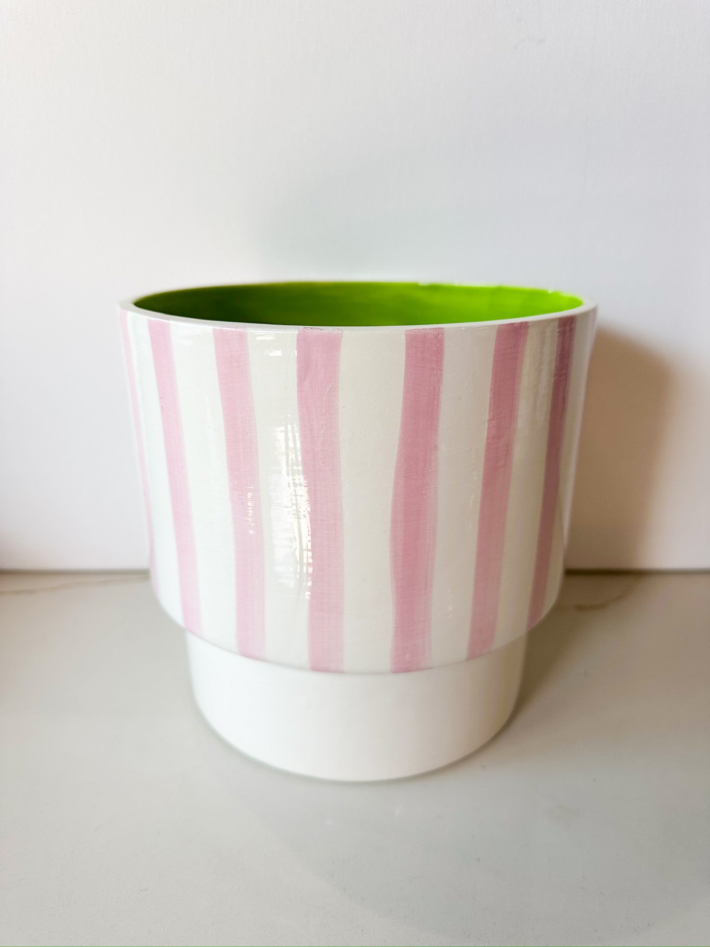 Pink Striped Pot
