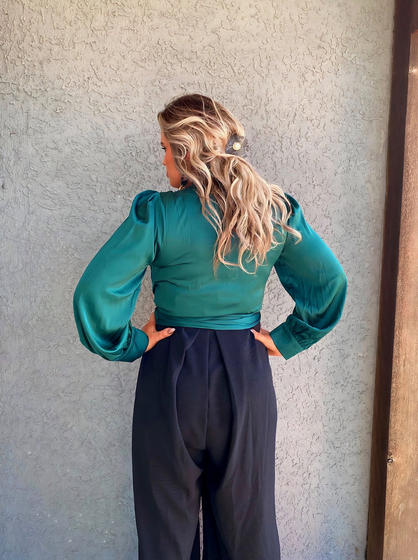 Athena Satin Wrap Blouse