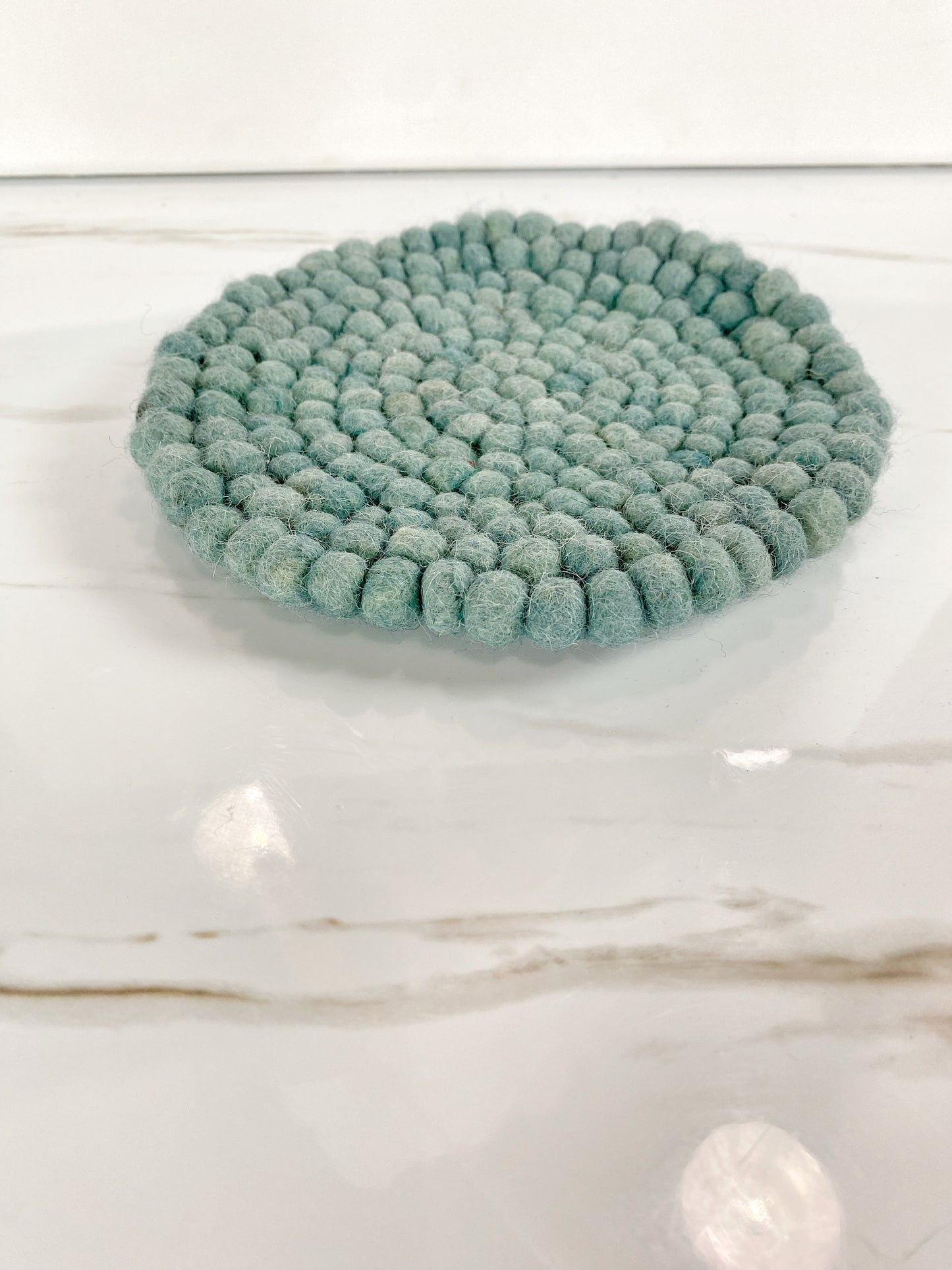 Blue Pompon Trivet