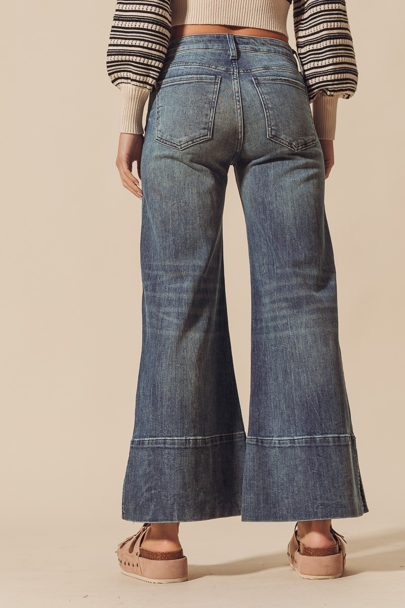 Isabel Side Slit Wide Leg Jeans