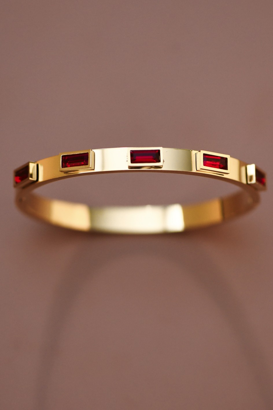 Red Crystal & Gold Bangle Bracelet