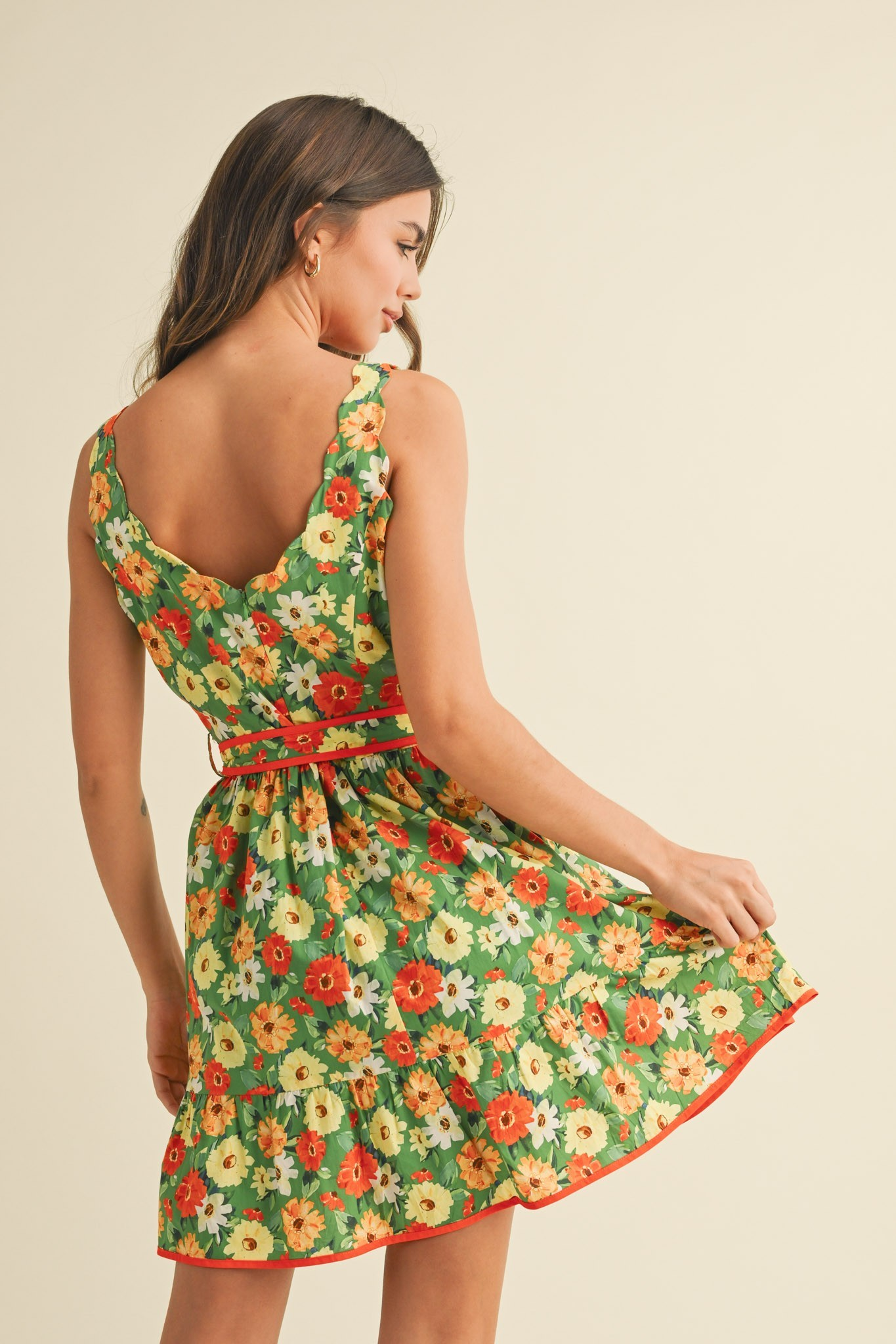 Mildred Floral Scalloped Dress