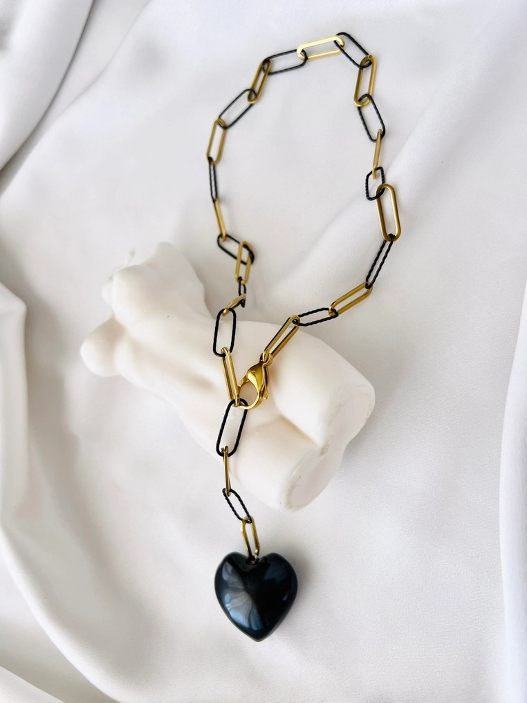 Black Heart Chain Necklace