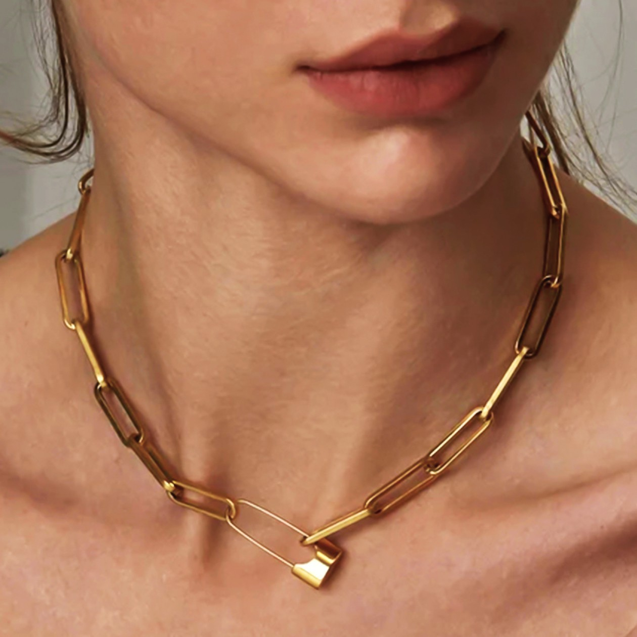 Safety Pin Chain Necklace
