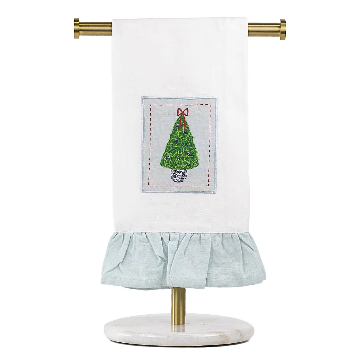 Christmas Topiary Tree Ruffle Hand Towel