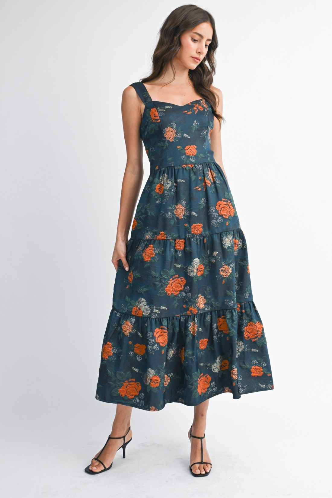 Natalia Floral Jacquard Maxi Dress