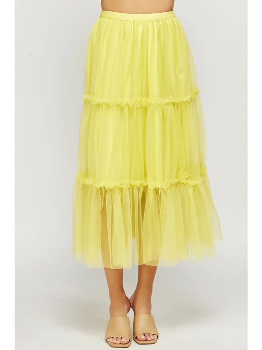 Limoncello Tulle Midi Skirt