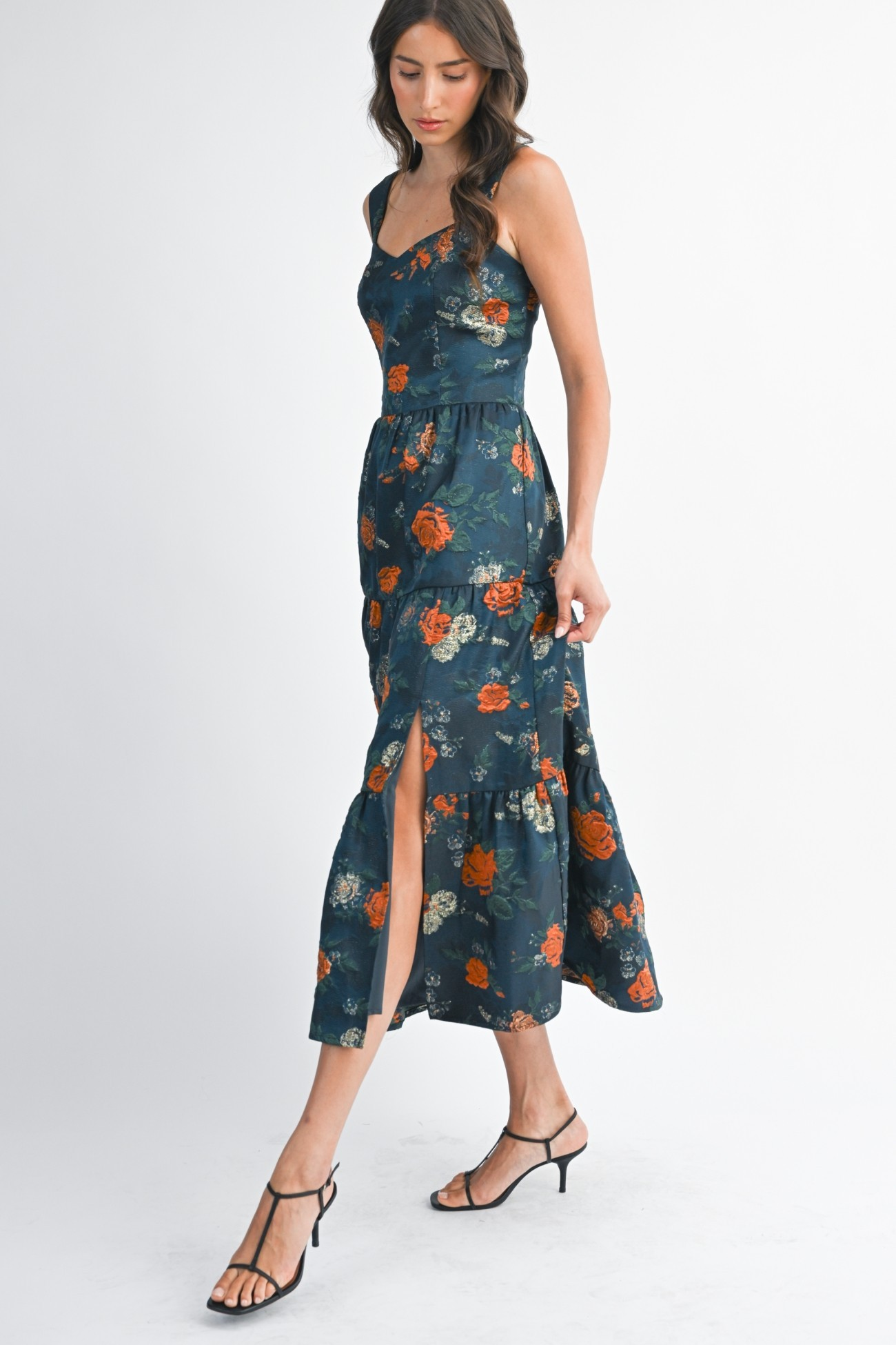 Natalia Floral Jacquard Maxi Dress