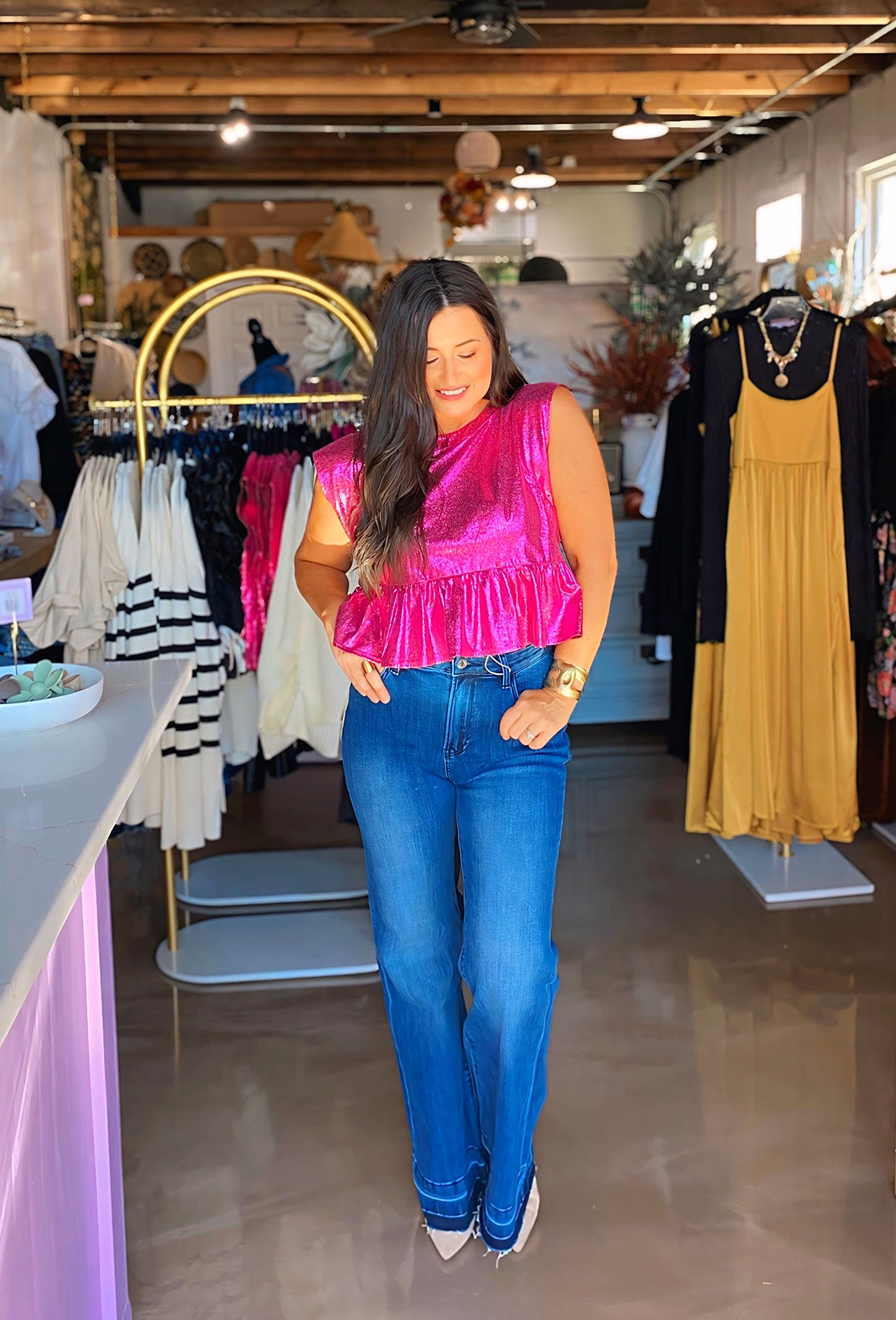Rush Pink Metallic Top