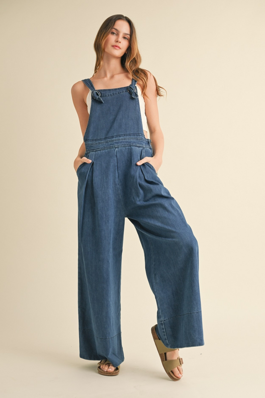 Knotty Wide Leg Overalls