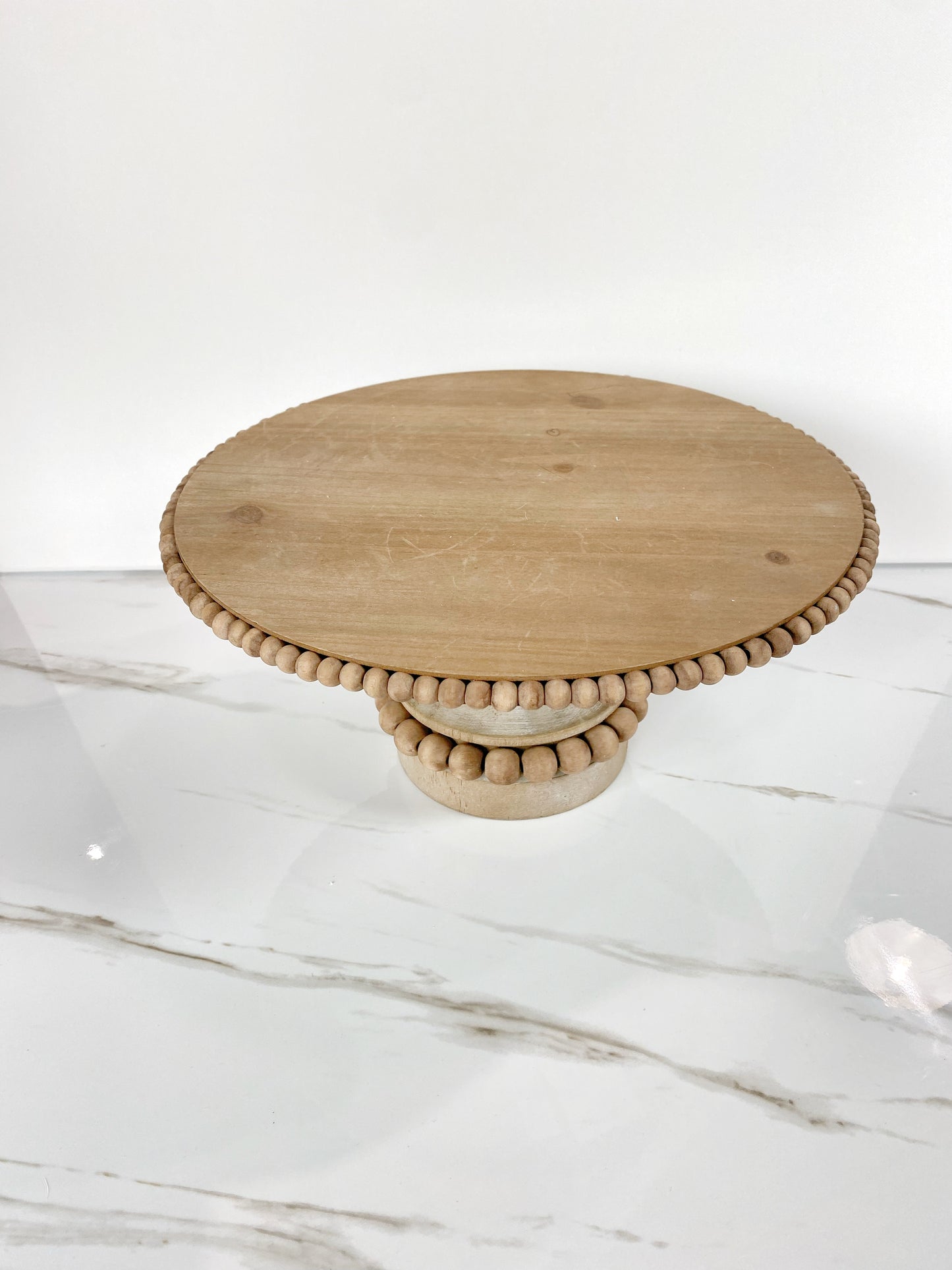 Wood Beaded Pedestal