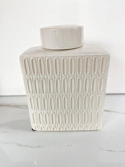White Textured Ginger Jar