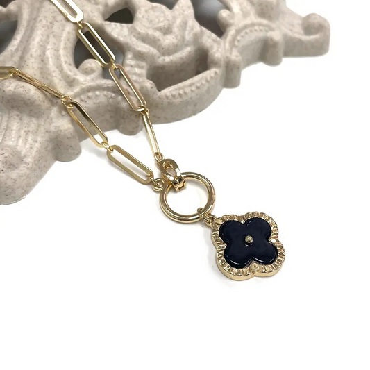 Black Clover Pendant Necklace