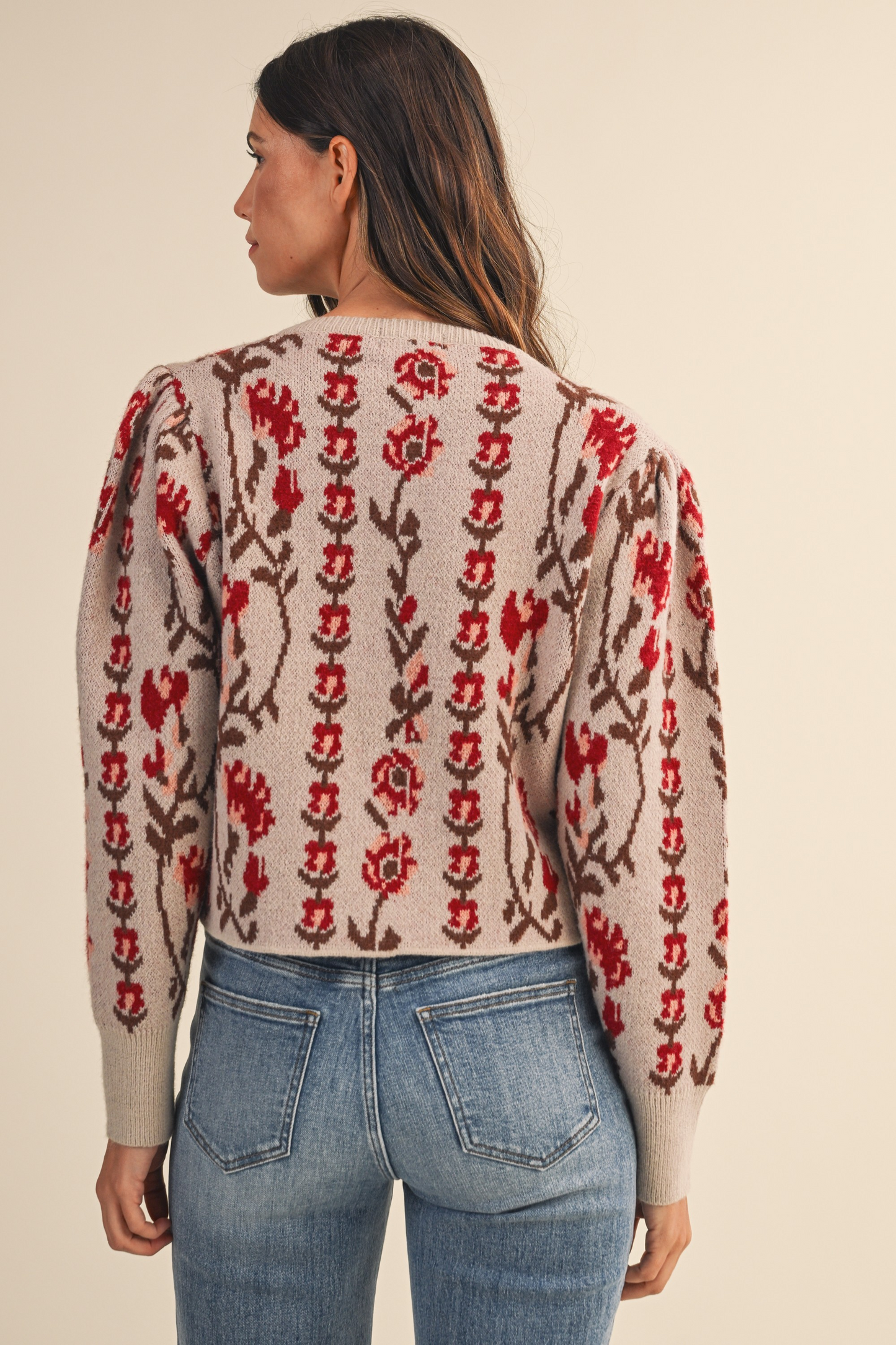 Pomme Floral Puff Sleeve Cardigan