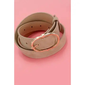 Classic Suede Oval Buckle Belt