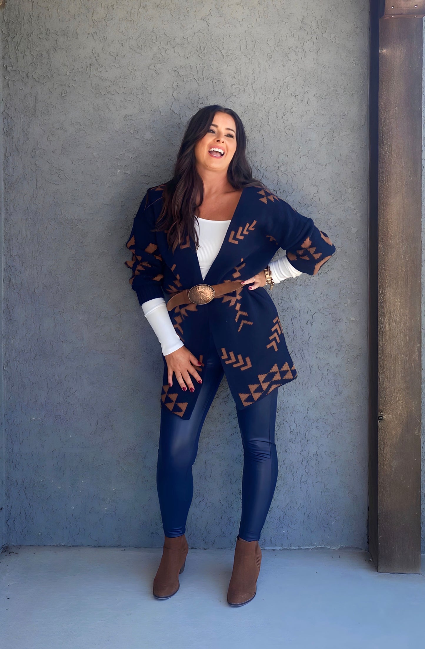 In the Navy Faux Leather Leggings