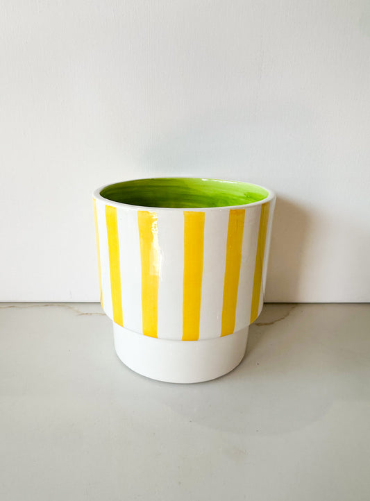 Yellow Striped Pot