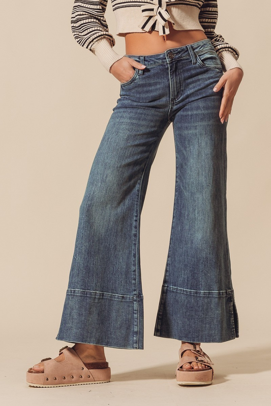 Isabel Side Slit Wide Leg Jeans