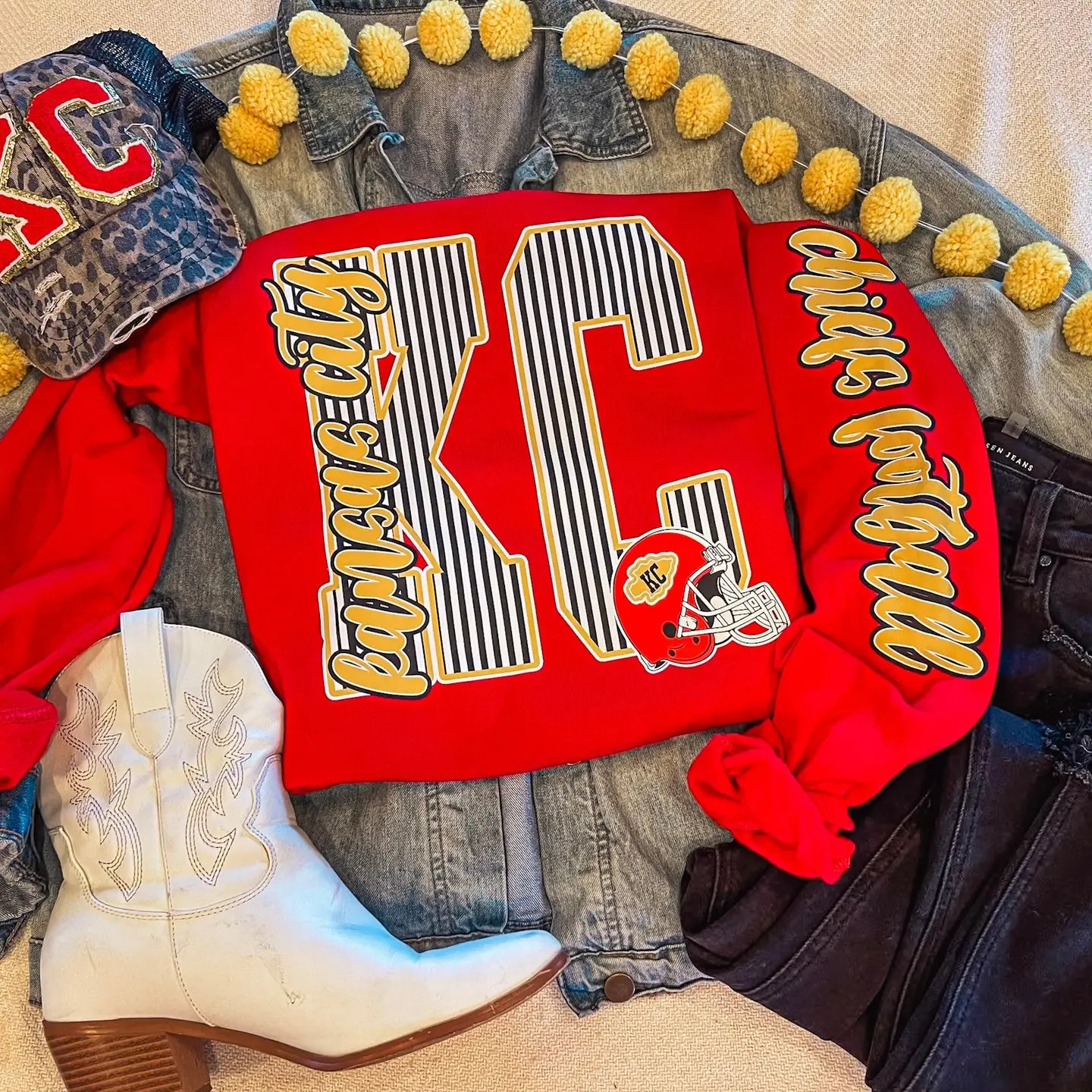 Striped KC Football Sweatshirt