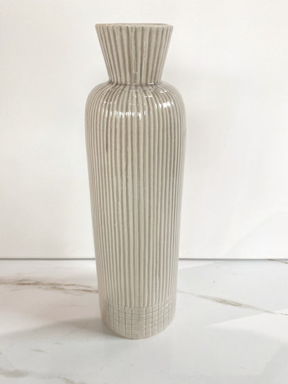 Gray Ribbed Tall Vase