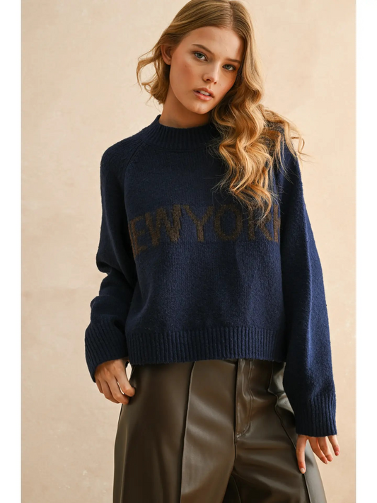 New York Letter Front Sweater