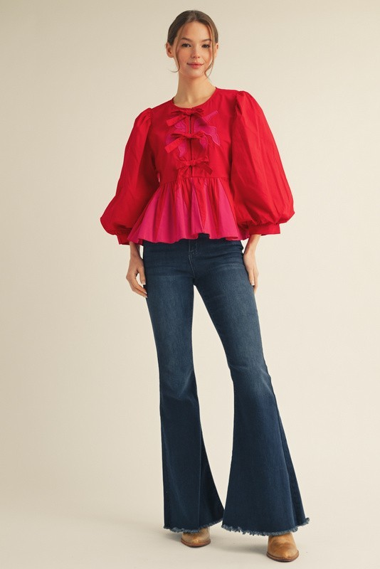 Soirée Contrast Bow Peplum