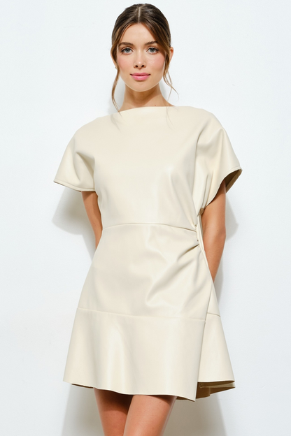 London Side Tucked Faux Leather Dress