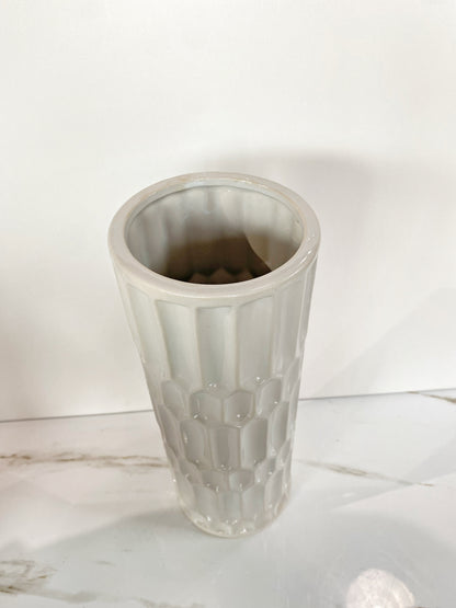 Tall White Textured Vase